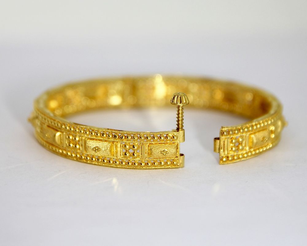 Appraisal: K Gold Indian Mughal Style High Style Bracelet India th