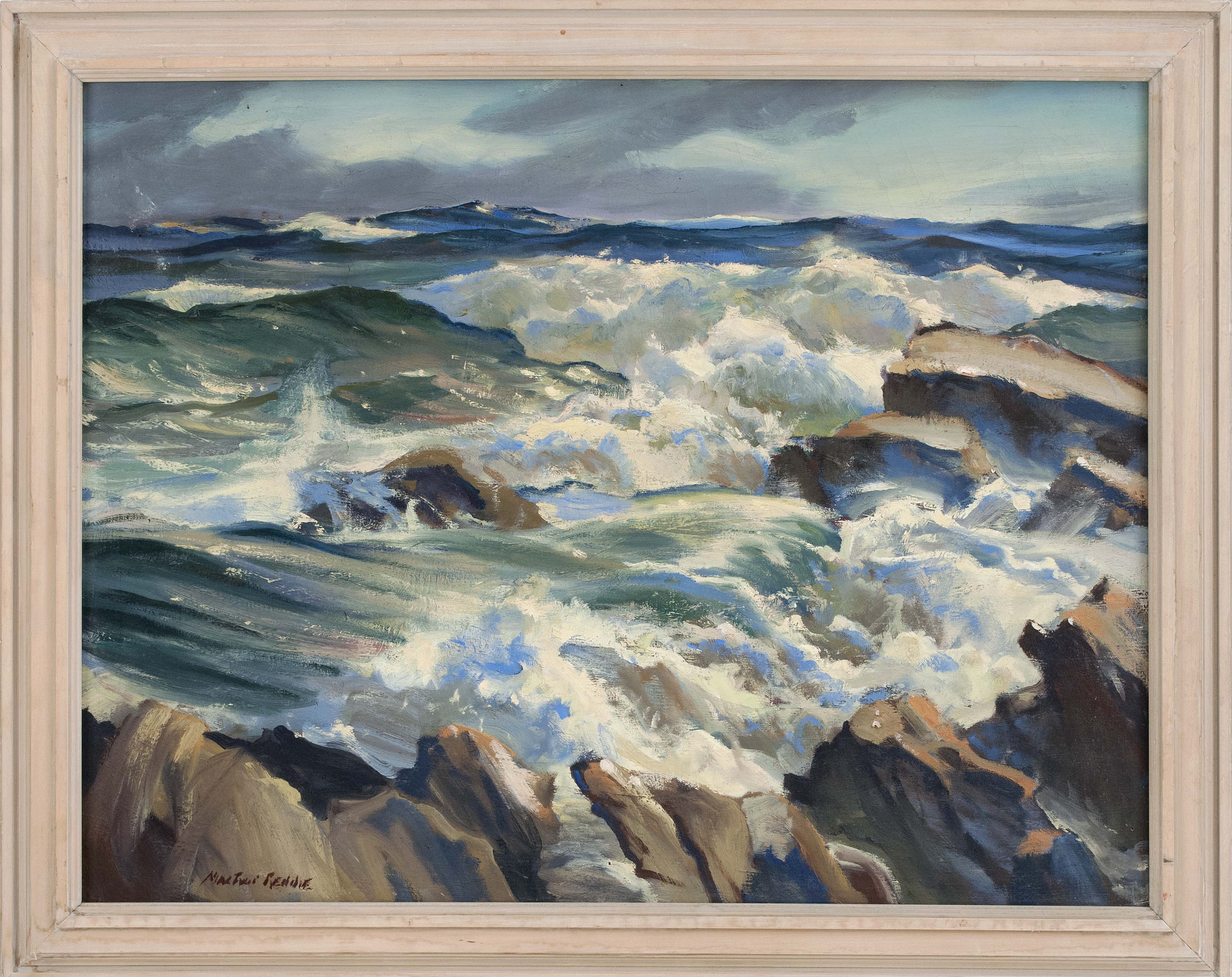 Appraisal: MACIVOR REDDIEMassachusetts - Waves crashing on a rocky coast Signed