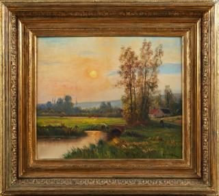 Appraisal: Adolphe Morin - Sunrise Over the Field th c oil