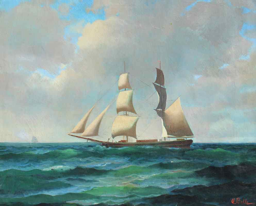 Appraisal: BILLE Willy Danish - Clipper ship at sea O C