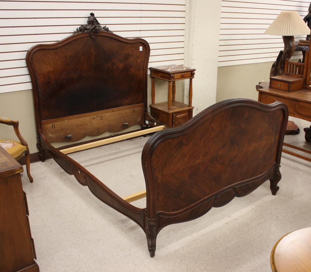 Appraisal: LOUIS XV STYLE WALNUT BED WITH ORIGINAL RAILS French c