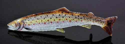 Appraisal: A s gold coloured metal and enamel trout pattern brooch