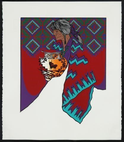 Appraisal: Framed serigraph silkscreen on paper Native American Woman pencil signed