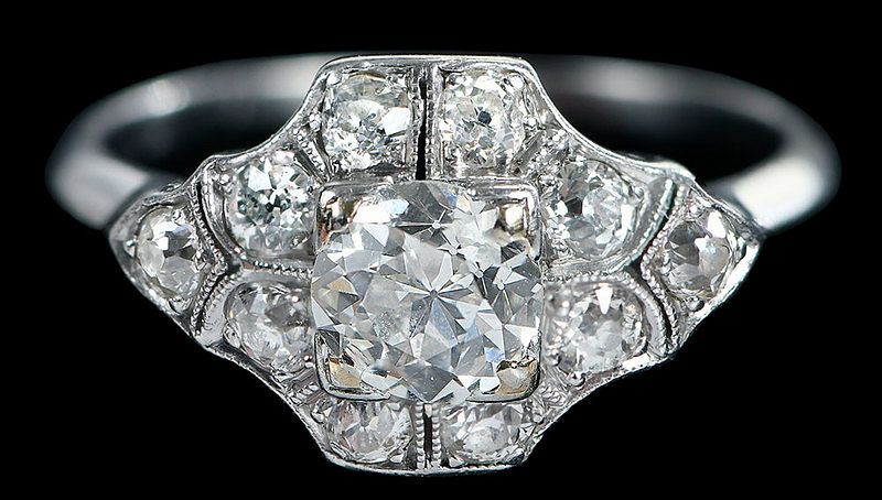 Appraisal: Antique Platinum Diamond Ring center old European cut diamond estimated