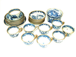 Appraisal: English and continental blue white and gilt china to include