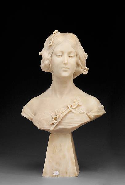 Appraisal: An Italian Art Nouveau alabaster bust of a maiden circa