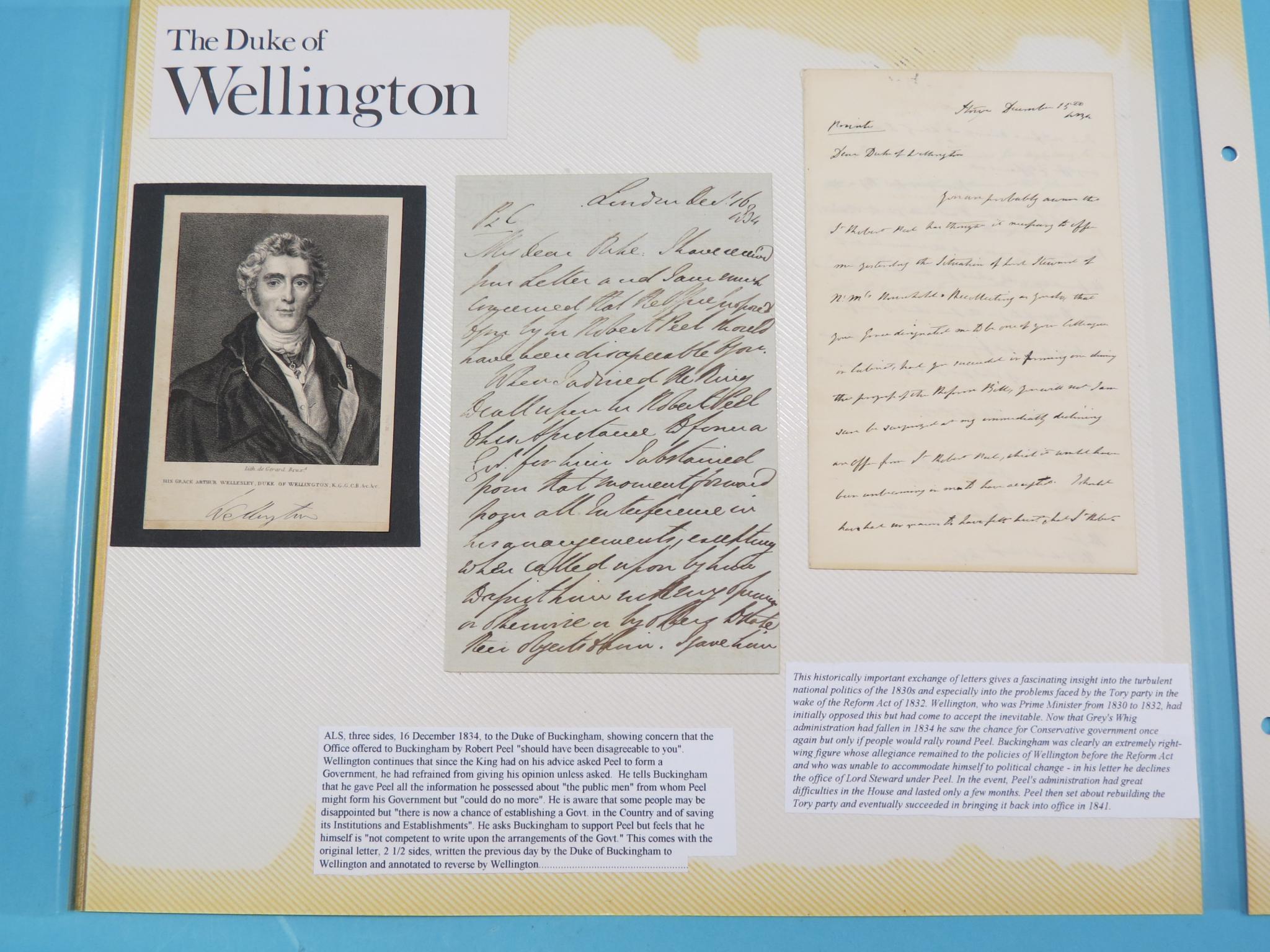 Appraisal: Arthur Wellesley st Duke of Wellington - - signed governmental