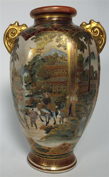 Appraisal: An early th century Japanese satsuma vase Kozan of hexagonal