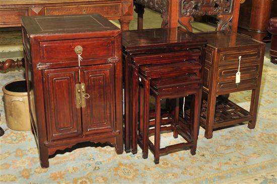 Appraisal: THREE PIECES OF ORIENTAL FURNITURE All dark stained teakwood A