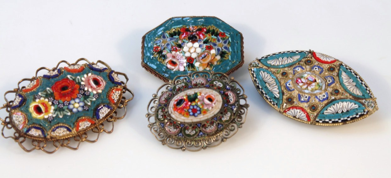 Appraisal: Various Italian micro mosaic brooches to include an octagonal example