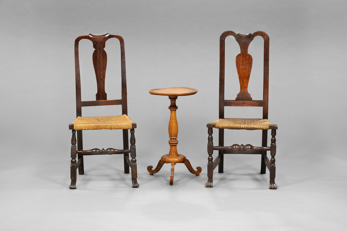 Appraisal: PAIR OF NEW ENGLAND QUEEN ANNE MAPLE SIDE CHAIRS WITH