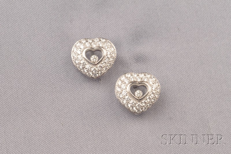 Appraisal: kt White Gold and Diamond Happy Diamonds Earrings Chopard each