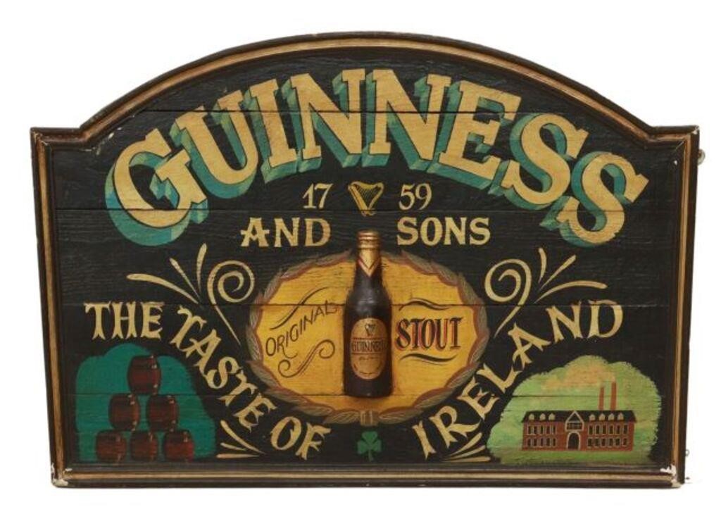 Appraisal: Decorative painted wood pub sign th c Guinness Stout approx