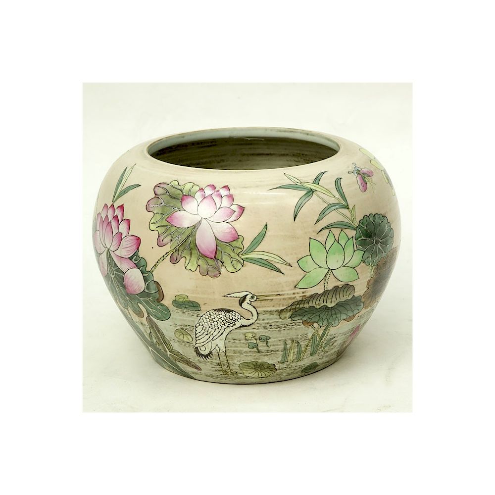 Appraisal: th Century Chinese Porcelain Jardini re Depicts a enamel floral