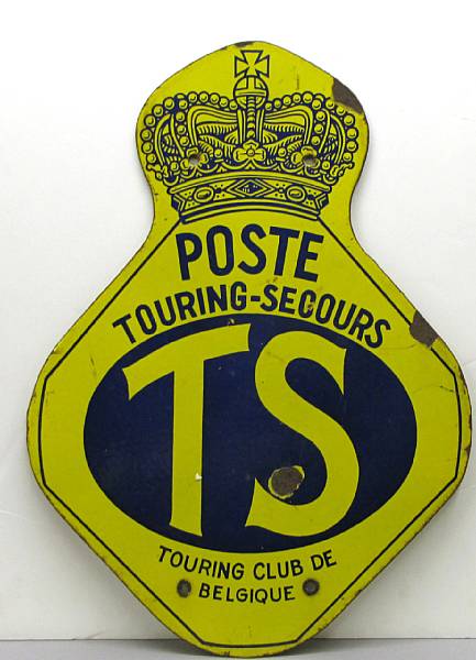 Appraisal: A Belgium Touring Club Emergency Service enamel sign double sided