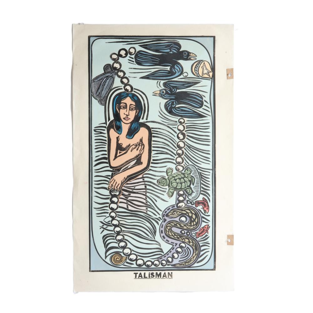 Appraisal: JAMES JIM SAMPSON INDIANA - TALISMAN EDITION COLOR LINOCUT WITH