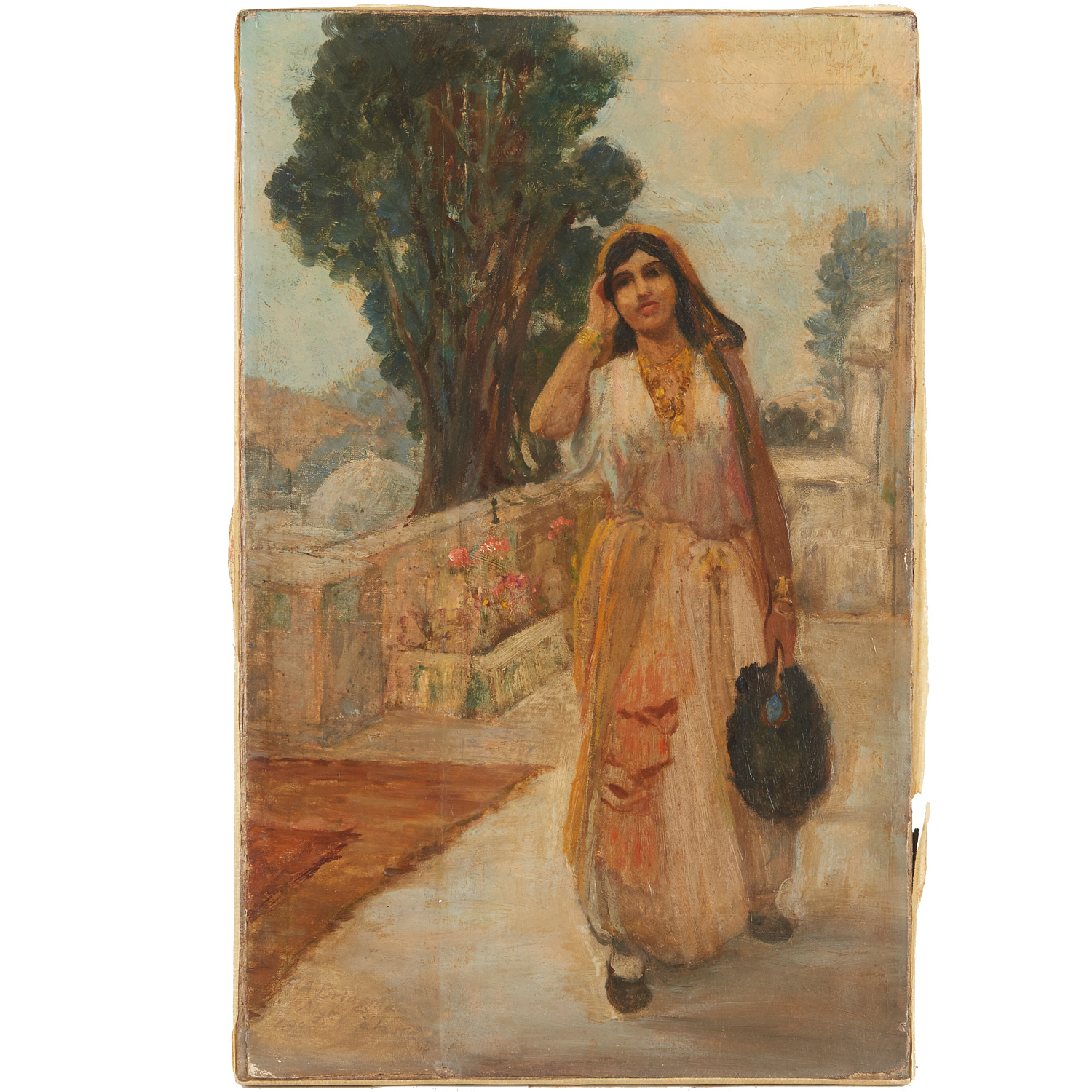 Appraisal: AFTER FREDERICK ARTHUR BRIDGMAN PORTRAIT PAINTING After Frederick Arthur Bridgman