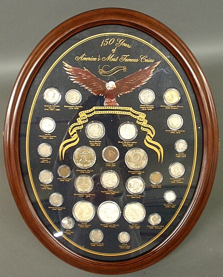 Appraisal: - Oval framed coin collection Years of America s Most