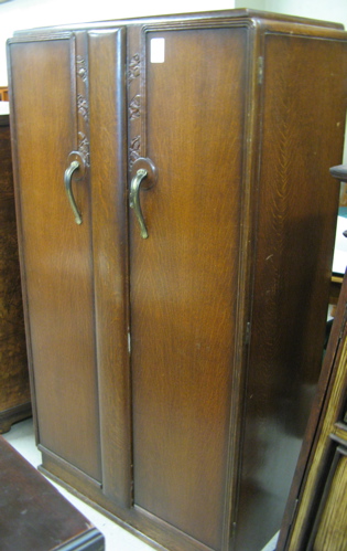 Appraisal: DOUBLE-DOOR OAK WARDROBE English mid th century the two full