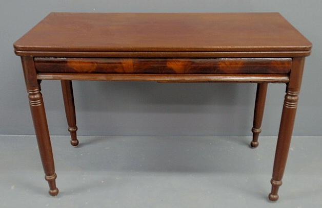 Appraisal: Late Sheraton mahogany table c with a flip top and