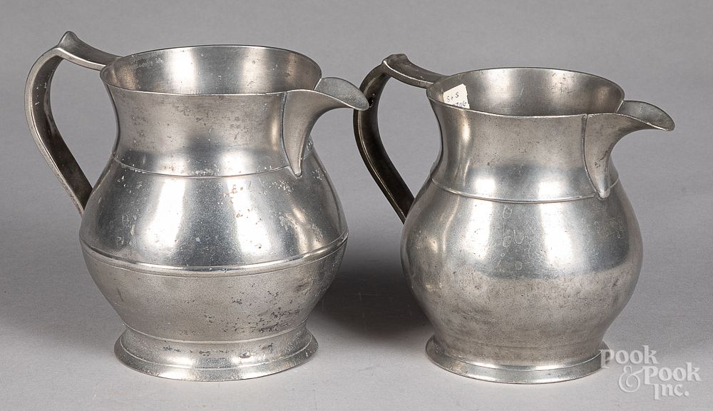 Appraisal: Two pewter pitchers Two pewter pitchers by Rufus Dunham Westbrook