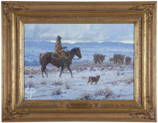 Appraisal: Martin Grelle ''Not Fit For Man Nor Beast'' cowboy tending