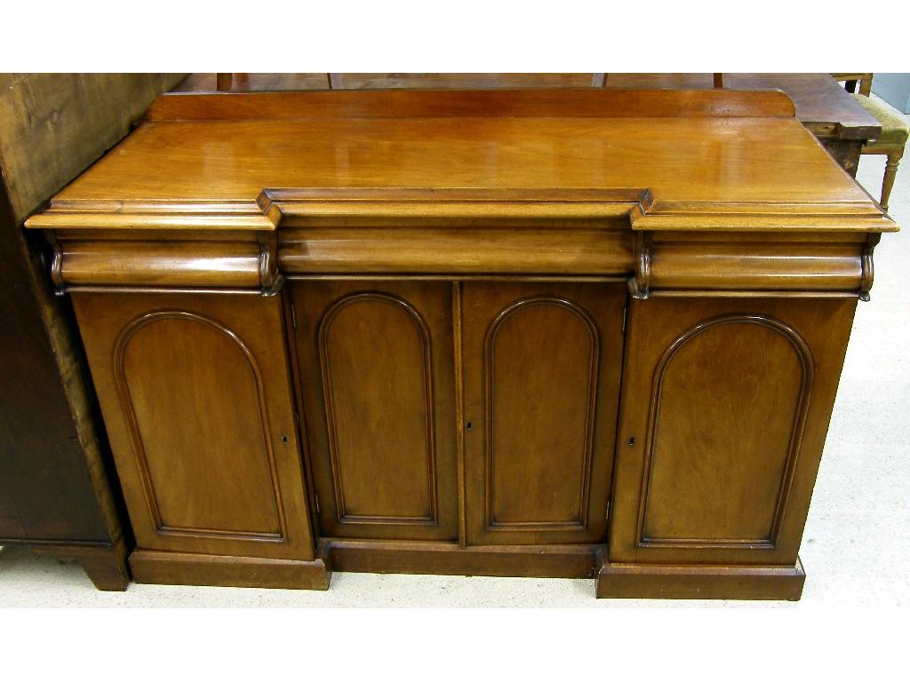 Appraisal: Victorian walnut reverse breakfront four door chiffonier the moulded top