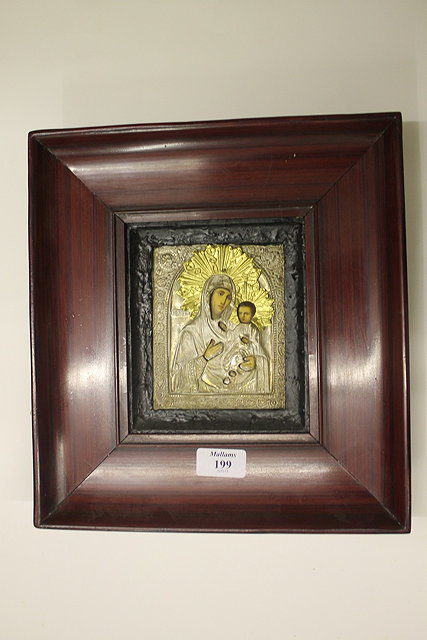 Appraisal: A th Century Icon depicting Virgin Mary and child overlaid