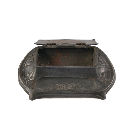 Appraisal: A German jugendstil pewter table matchbox c cm l More