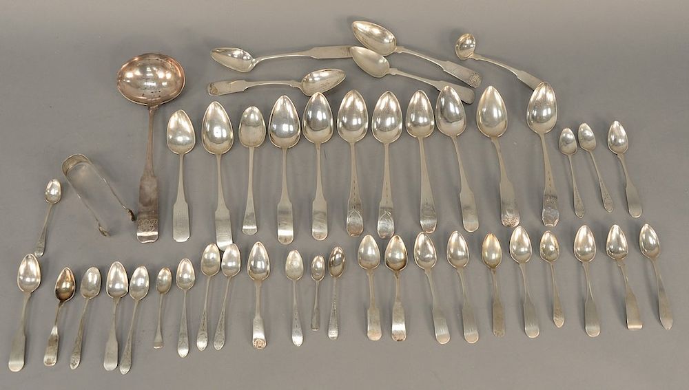 Appraisal: Large lot of coin silver spoons various sizes N Bartlett