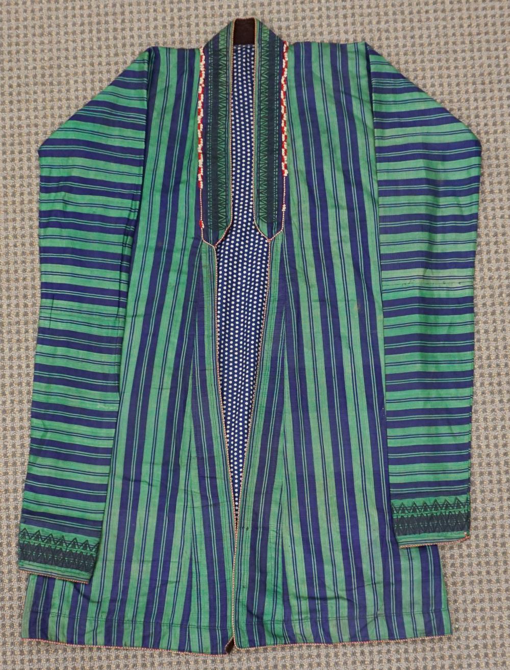 Appraisal: AFGHAN STRIPE SILK CAFTAN TUNICAfghan Stripe Silk Caftan Tunic