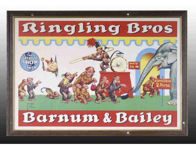 Appraisal: Ringling Brothers Paper Circus Poster Description s to s Framed