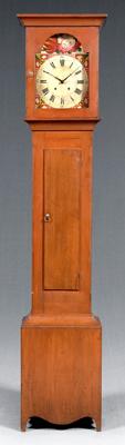 Appraisal: Ohio stained poplar tall case clock floral and geometric red