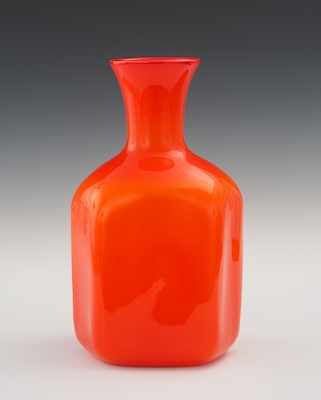 Appraisal: A Large Empoli Cased Glass Vase ca 's Bright orange