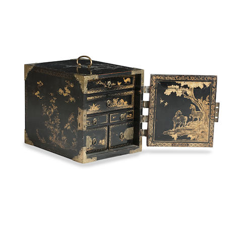 Appraisal: An th century Chinese Export black and gold lacquer strong