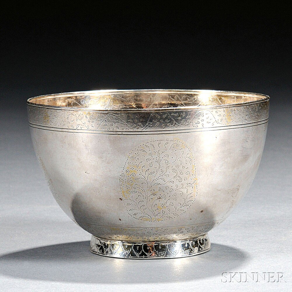 Appraisal: Indian Silver Footed Bowl lacking visible marks with faint pinprick