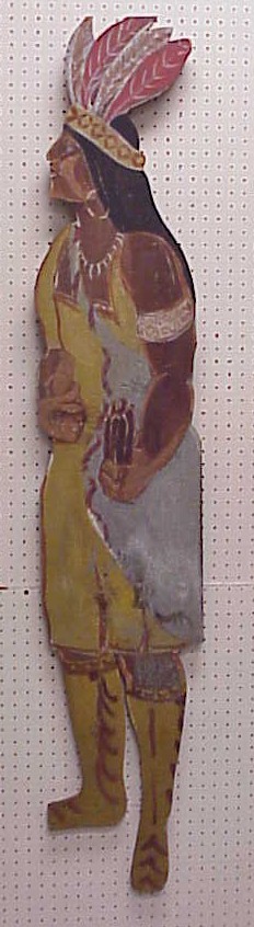 Appraisal: Painted indian on cut out board polychrome figure some loss