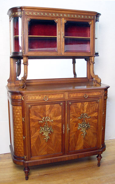 Appraisal: FRENCH PARQUETRY INLAY SIDEBOARD CABINET Finely detailed cabinet with upper