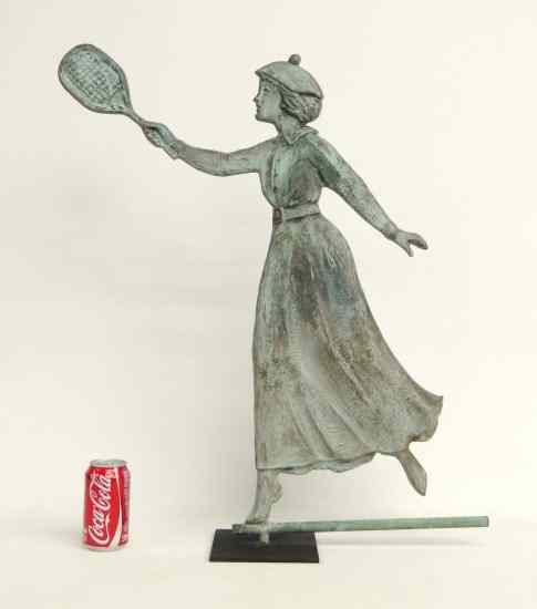 Appraisal: Tennis lady copper verdigris weathervane '' Ht