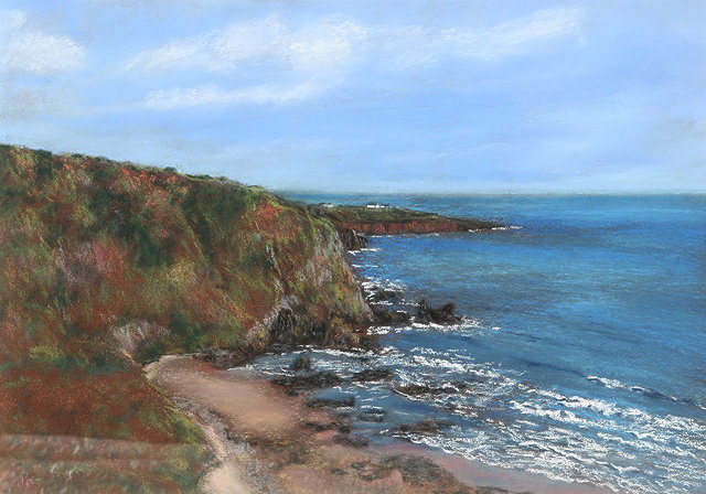 Appraisal: PAM PRINGLECliff top view St Cyrus signed pastels x cm