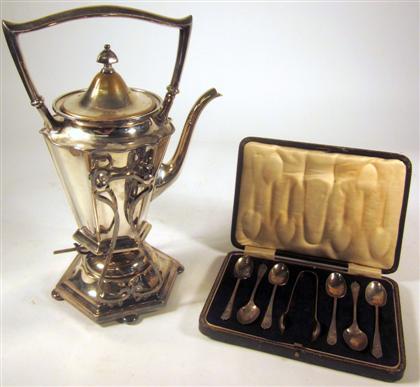 Appraisal: George V silver demitasse spoons and sugar tongshawksworth eyre co