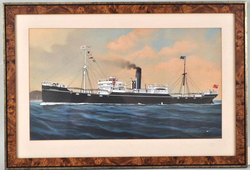 Appraisal: Marine Painting SS Ashworth G P unsigned possibly Italian Framed