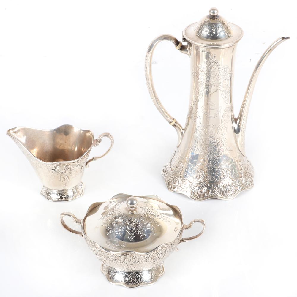 Appraisal: TIFFANY CO MAKERS BROADWAY STERLING SILVER PC ENGLISH TEA SET