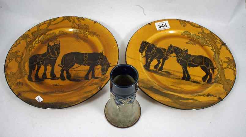 Appraisal: Pair of Royal Doulton Seriesware Plates Decorated with Shire Horses