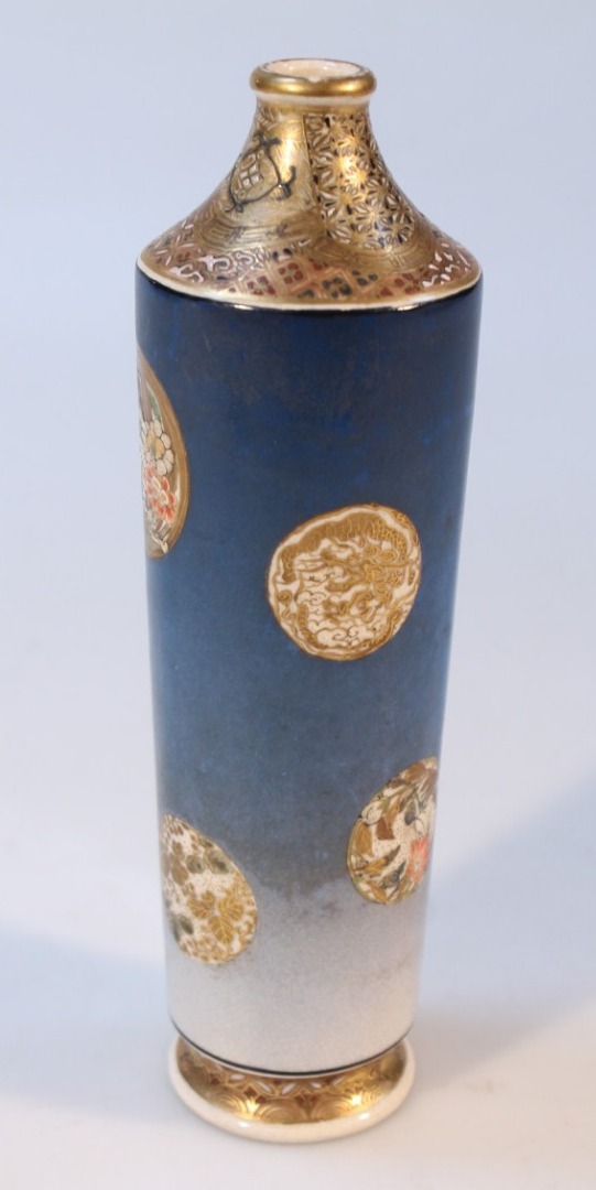 Appraisal: A Japanese Meiji period Satsuma vase the tapering cylindrical body