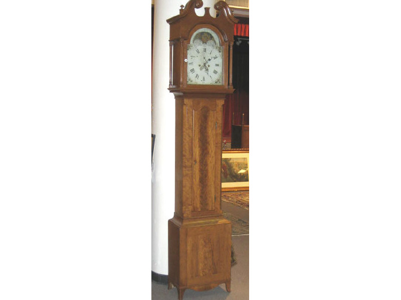 Appraisal: PENNSYLVANIA FEDERAL CHERRYWOOD LONG CASE CLOCK Scrolling pediment rests above