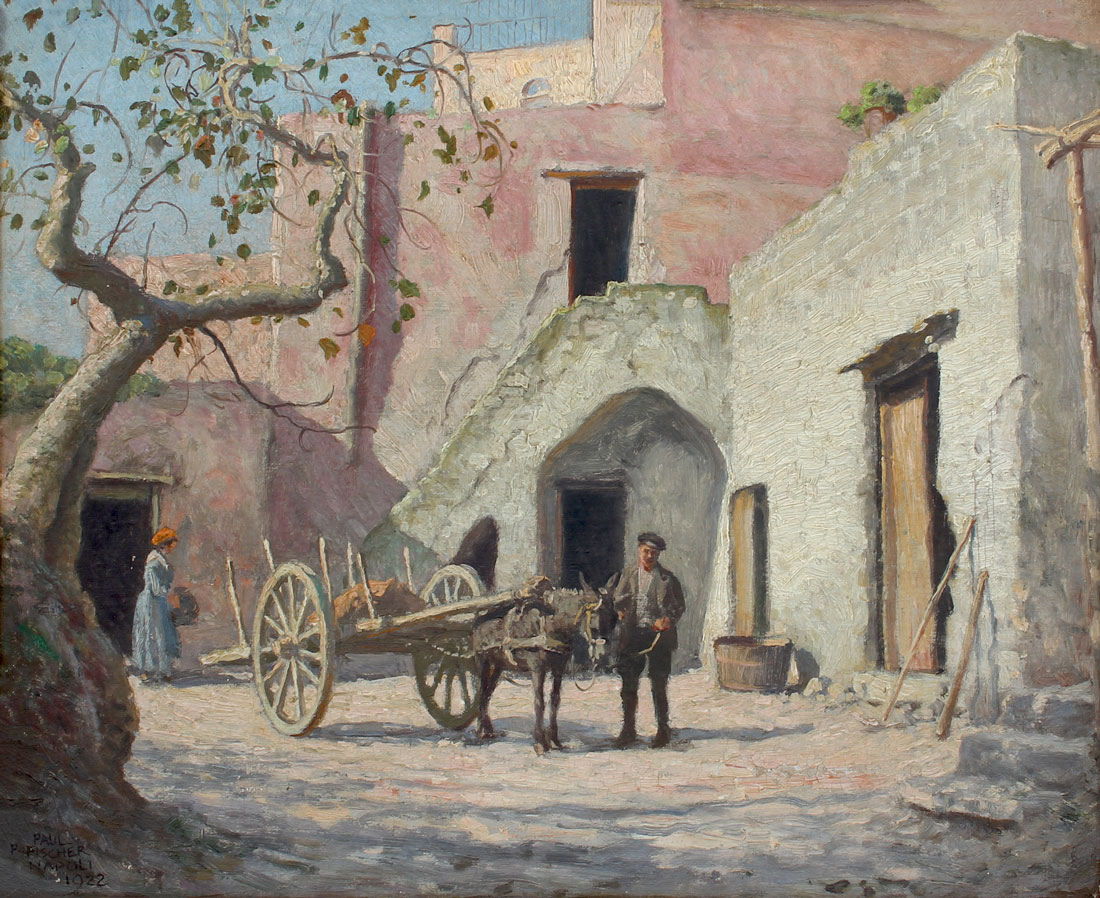 Appraisal: FISCHER Paul Gustav Denmark - ''Napoli'' A Courtyard Scene Oil