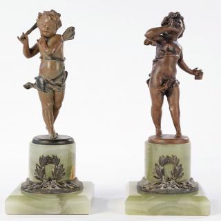 Appraisal: A Pair of Cold Painted Bronze Cherubs on Onyx Bases