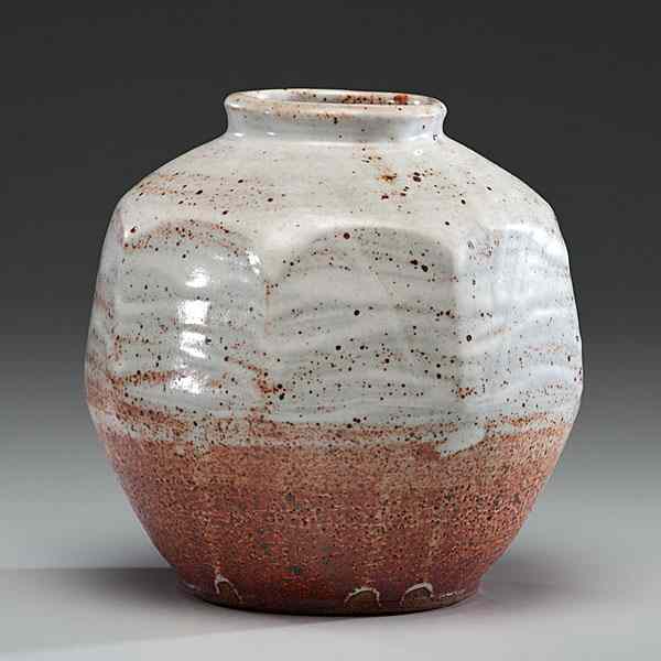 Appraisal: Malcolm Wright USA Shinoware Vessel Stoneware ht dia in Daniel