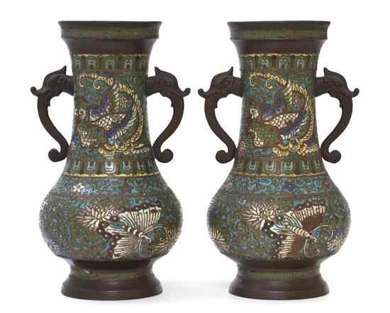 Appraisal: A Pair of Chinese Cloisonne Vases each of baluster form